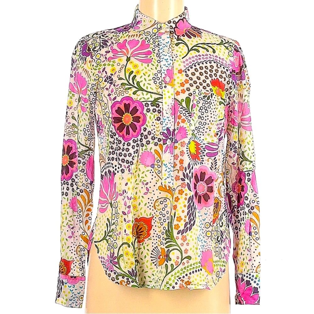 J. Crew Bright Floral and Paisley Blouse